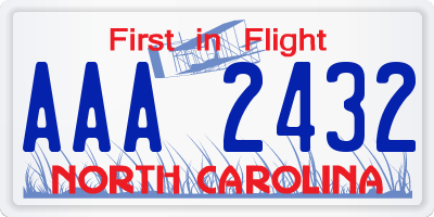 NC license plate AAA2432