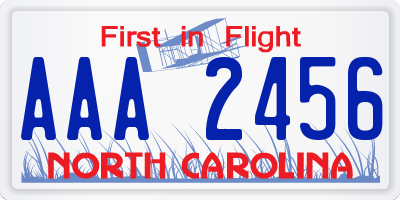 NC license plate AAA2456
