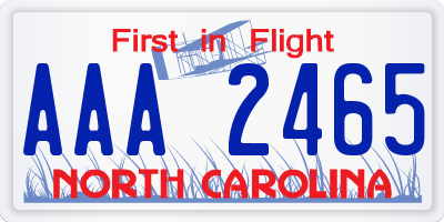 NC license plate AAA2465
