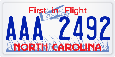 NC license plate AAA2492