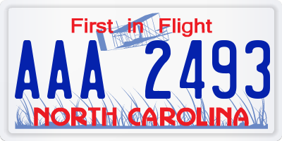 NC license plate AAA2493