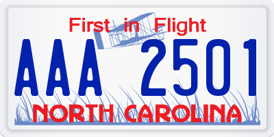 NC license plate AAA2501