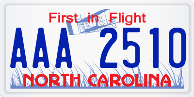 NC license plate AAA2510