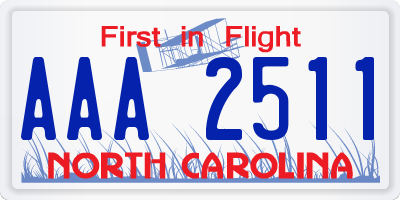 NC license plate AAA2511