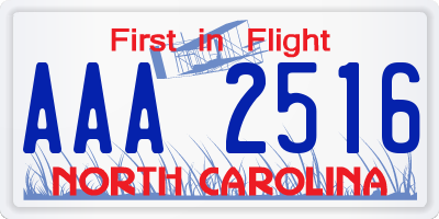 NC license plate AAA2516