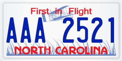 NC license plate AAA2521