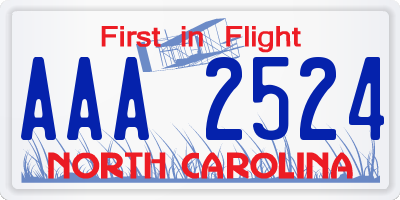NC license plate AAA2524