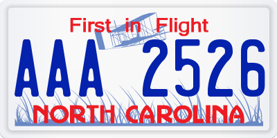 NC license plate AAA2526