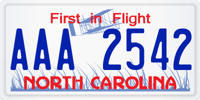 NC license plate AAA2542