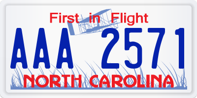 NC license plate AAA2571