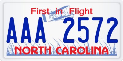 NC license plate AAA2572