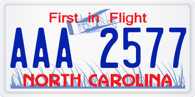 NC license plate AAA2577