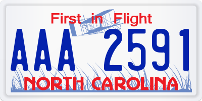 NC license plate AAA2591