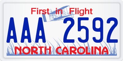 NC license plate AAA2592