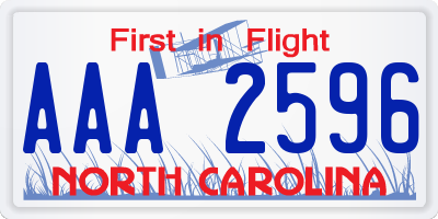 NC license plate AAA2596
