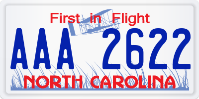 NC license plate AAA2622