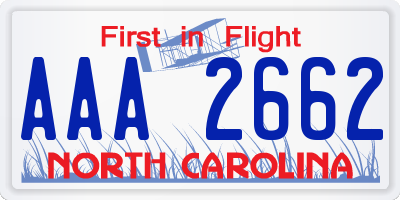 NC license plate AAA2662
