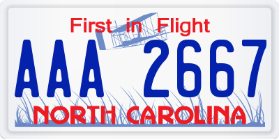 NC license plate AAA2667