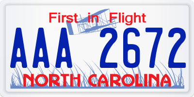 NC license plate AAA2672