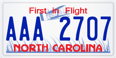 NC license plate AAA2707