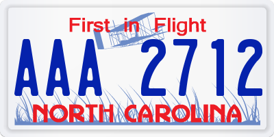 NC license plate AAA2712