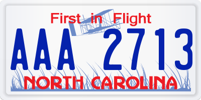 NC license plate AAA2713