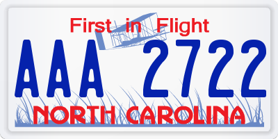 NC license plate AAA2722