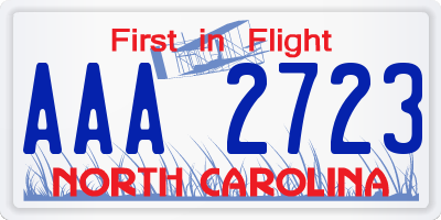 NC license plate AAA2723