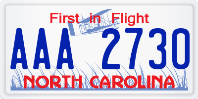 NC license plate AAA2730