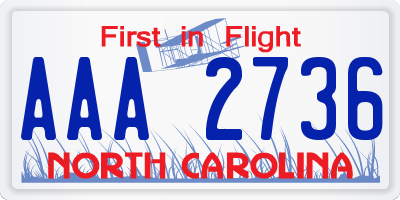 NC license plate AAA2736