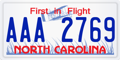 NC license plate AAA2769