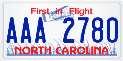 NC license plate AAA2780