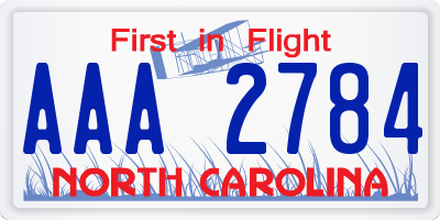 NC license plate AAA2784
