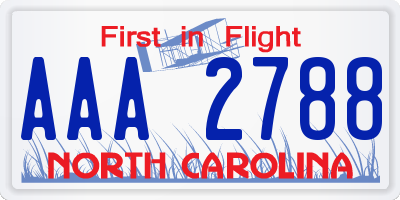 NC license plate AAA2788