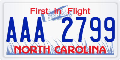 NC license plate AAA2799