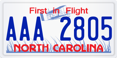 NC license plate AAA2805