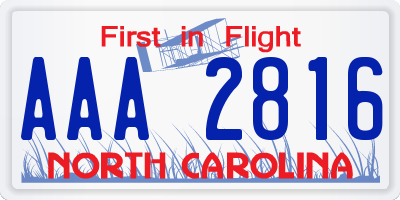 NC license plate AAA2816