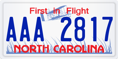 NC license plate AAA2817