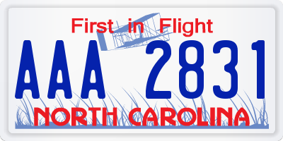 NC license plate AAA2831