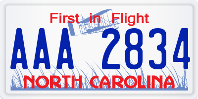 NC license plate AAA2834