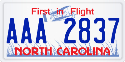 NC license plate AAA2837
