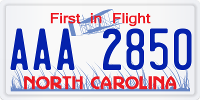 NC license plate AAA2850
