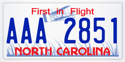 NC license plate AAA2851