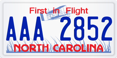 NC license plate AAA2852