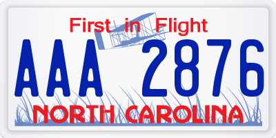 NC license plate AAA2876