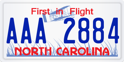 NC license plate AAA2884