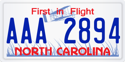 NC license plate AAA2894