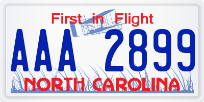 NC license plate AAA2899