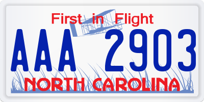 NC license plate AAA2903