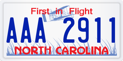 NC license plate AAA2911